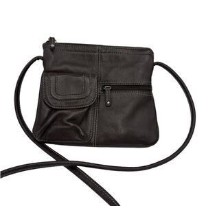 Tignanello Brown Pebble Leather Multi-Compartment Organizer Crossbody Purse